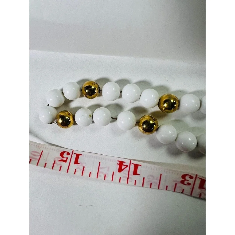 Vintage Napier Beaded Necklace White Gold Toned Chain Spring Clasp 32